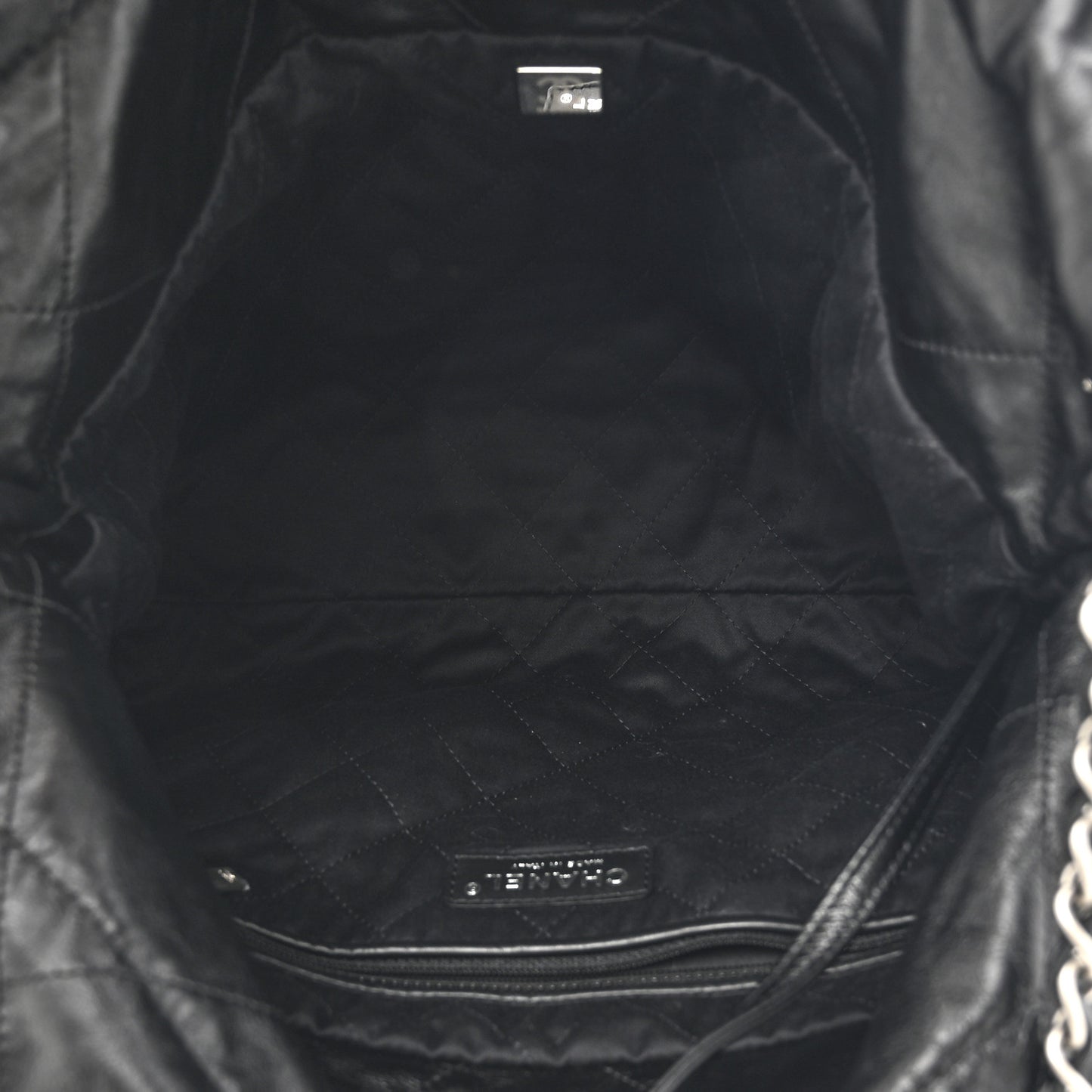 Shiny Calfskin Quilted Small Chanel 22 Black