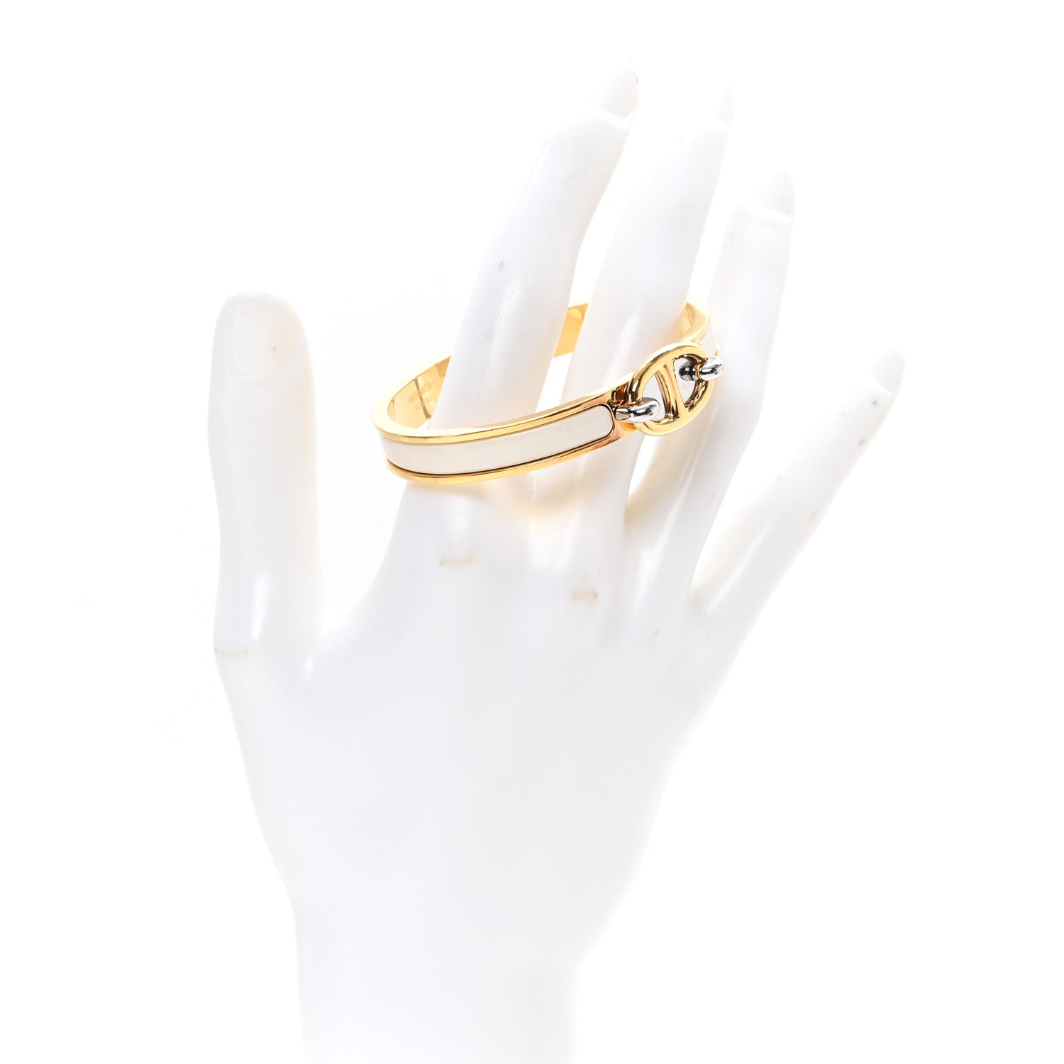 Hermes Enamel Mini Farandole Clic Chaine d'Ancre Bracelet PM Creme 2 of 4