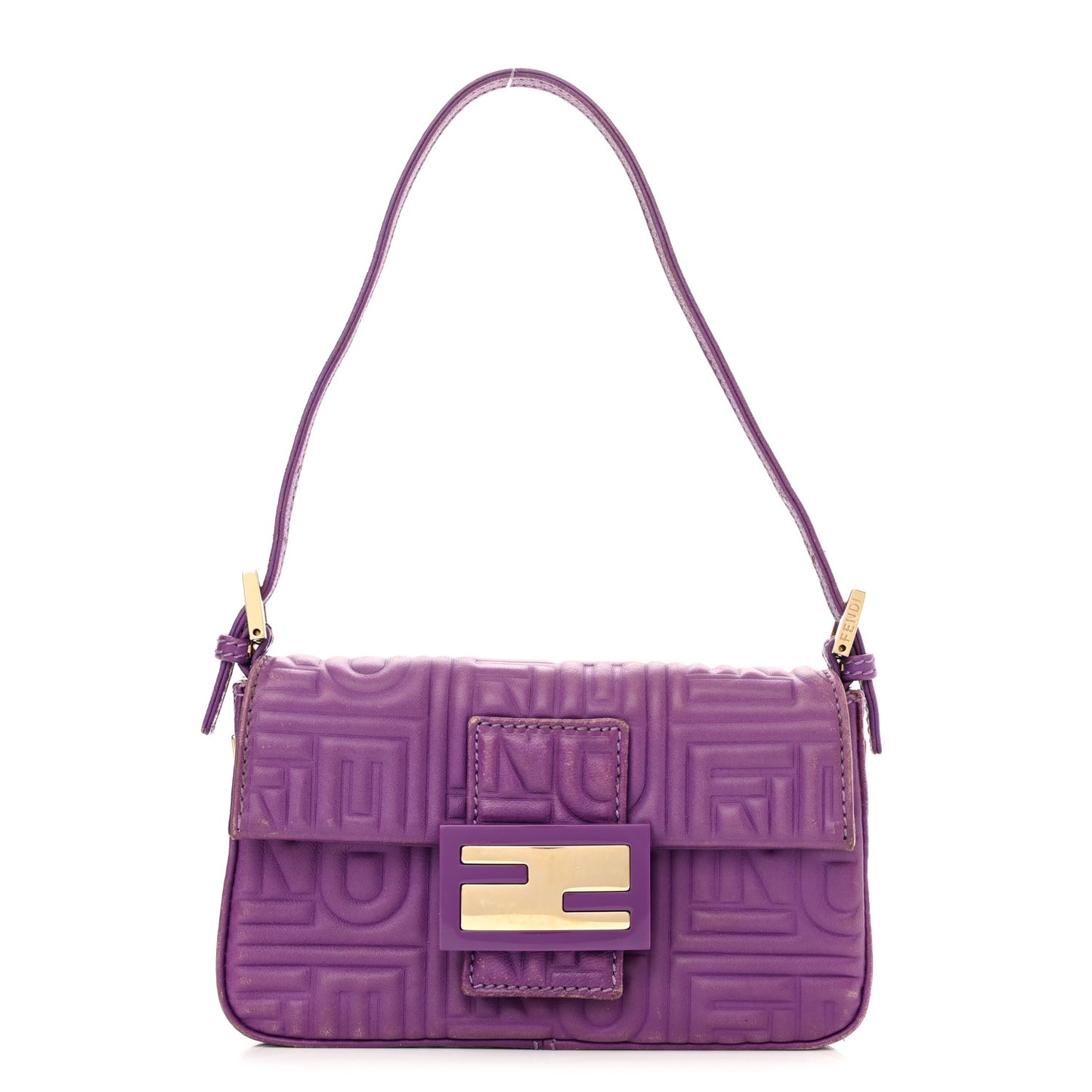 Nappa Logo Embossed Mini Baguette Purple