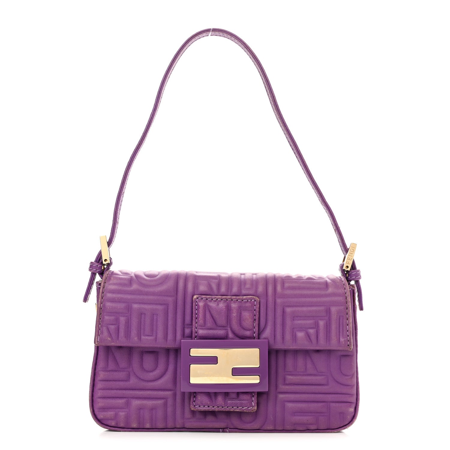 Fendi Nappa Logo Embossed Mini Baguette Purple 1 of 15