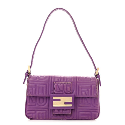 Fendi Nappa Logo Embossed Mini Baguette Purple 1 of 15