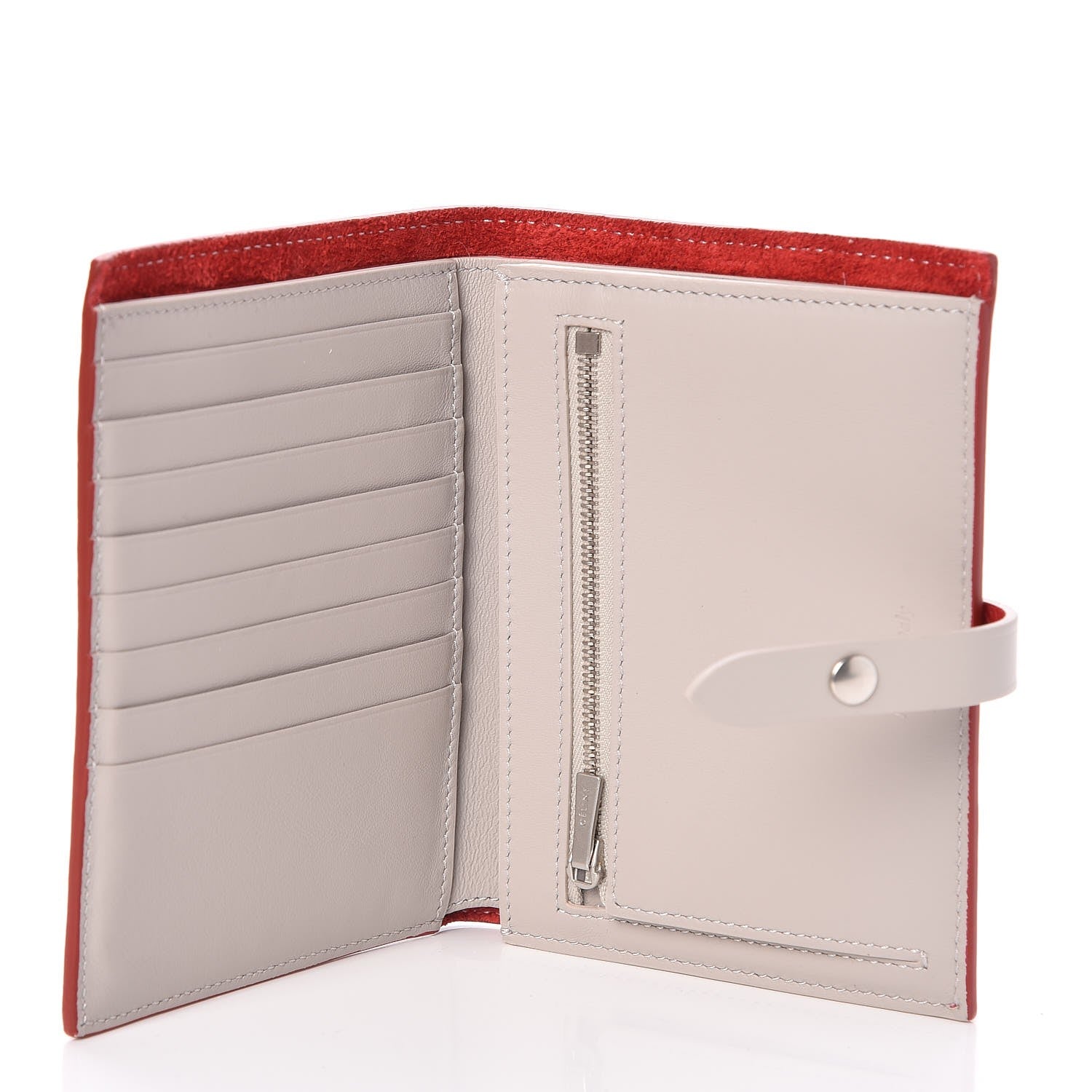 Celine Grained Calfskin Medium Multifunction Strap Wallet Pop Red 5 of 6