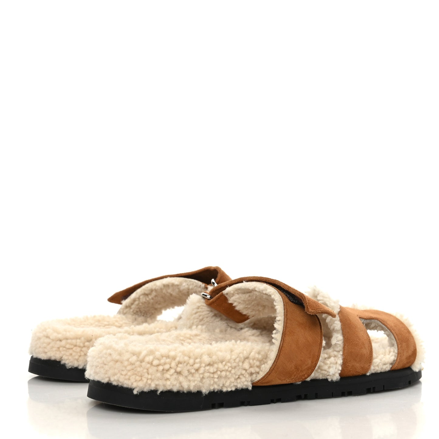 Suede Goatskin Woolskin Womens Chypre Sandals 38 Naturel Ecru