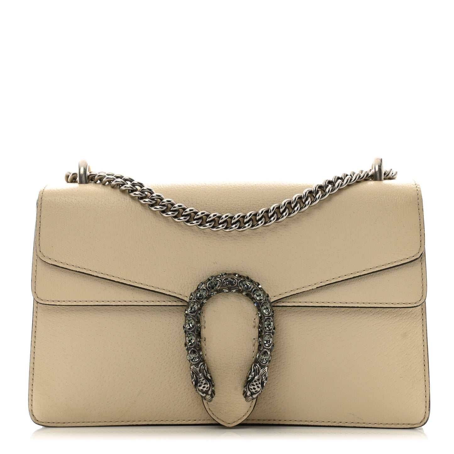 Textured Calfskin Crystal Small Dionysus Shoulder Bag Mystic White