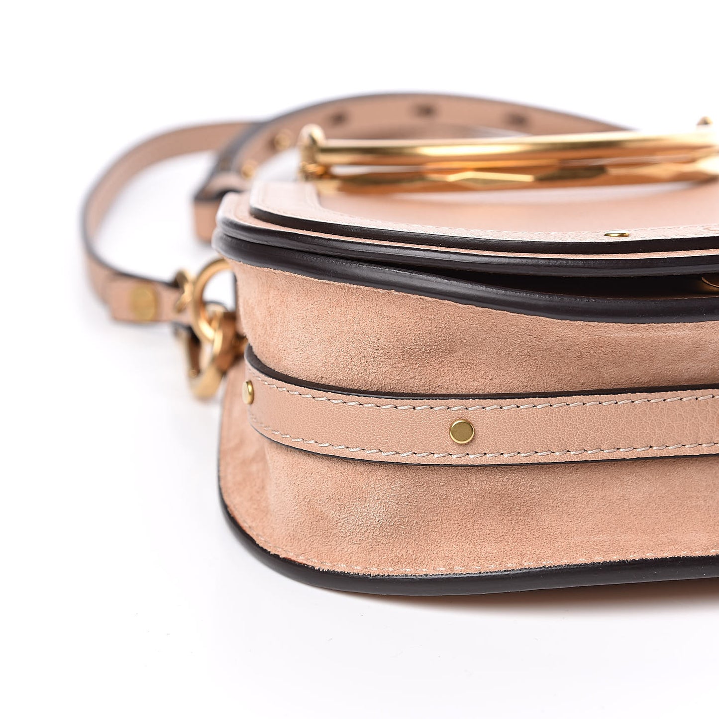 Calfskin Suede Small Nile Bracelet Bag Biscotti Beige