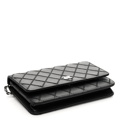 Chanel Calfskin Whipstitch Wallet On Chain WOC Black 3 of 7