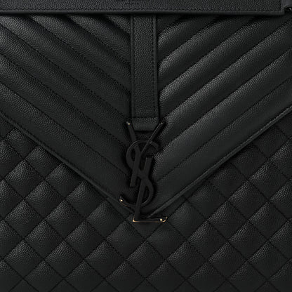 Saint Laurent Grain De Poudre Textured Mixed Matelasse Large Triquilt Monogram Monochrome Satchel Black 8 of 12