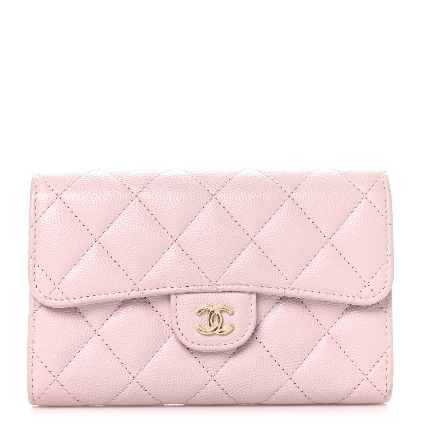 Caviar Quilted Medium Flap Wallet Light Pink