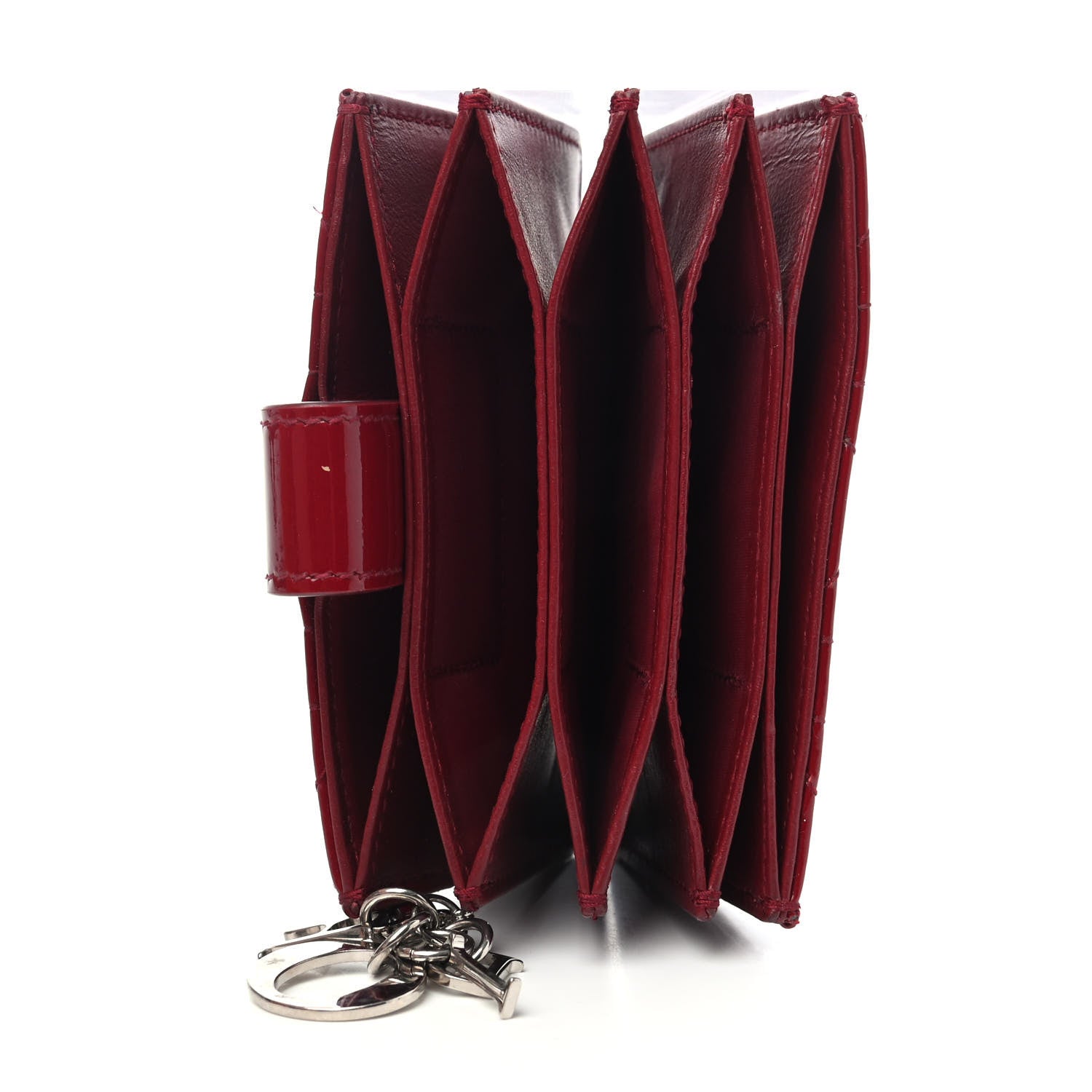 Christian Dior Patent Cannage Lady Dior 5-Gusset Card Holder Scarlet 4 of 4