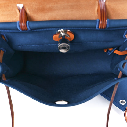 Hermes Military Toile Vache Hunter Herbag Zip 31 PM Bleu France Fauve 6 of 17