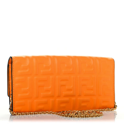 Fendi Nappa Matisse FF Embossed Continental Wallet On Chain Clementine 2 of 4