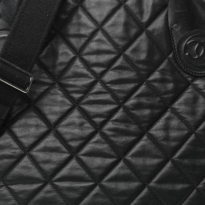 Chanel Coated Canvas Quilted Medium Garment Travel Bag Black 7 of 10