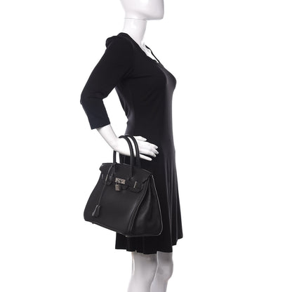 Hermes Togo Horseshoe Birkin 30 Black Etoupe 2 of 33
