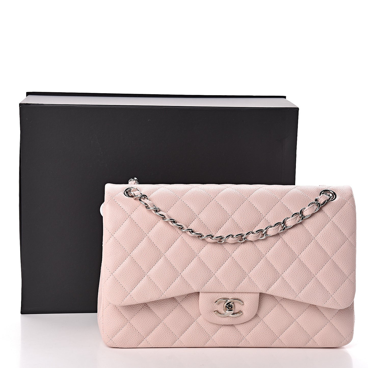 Caviar Quilted Jumbo Double Flap Pink