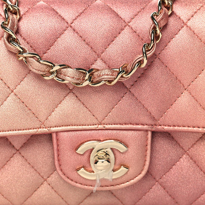 Chanel Metallic Lambskin Quilted Ombre Mini Rectangular Flap Pink 8 of 11
