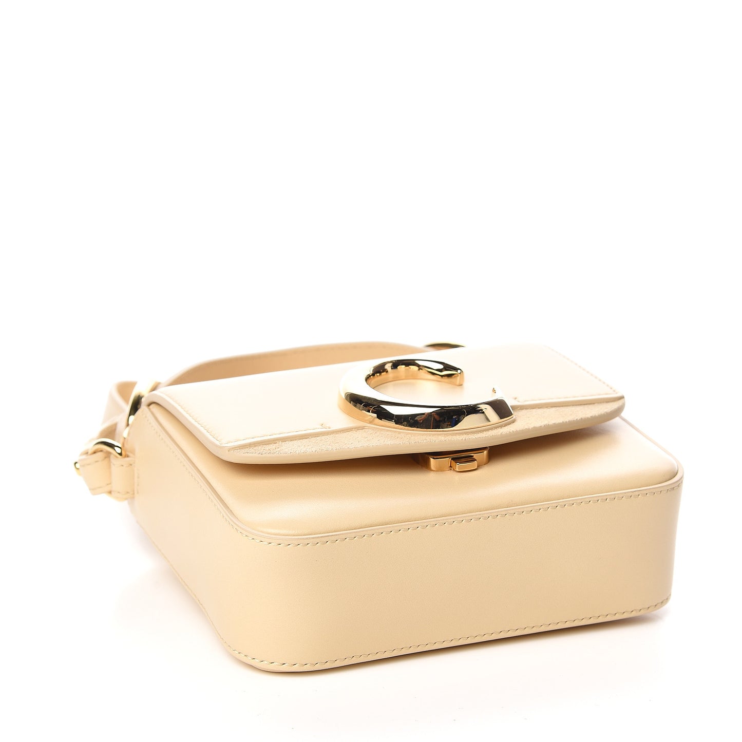Shiny Calfskin Suede Mini C Double Carry Blondie Beige