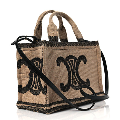 Celine Canvas Calfskin Small Cabas Thais Natural Black 3 of 7