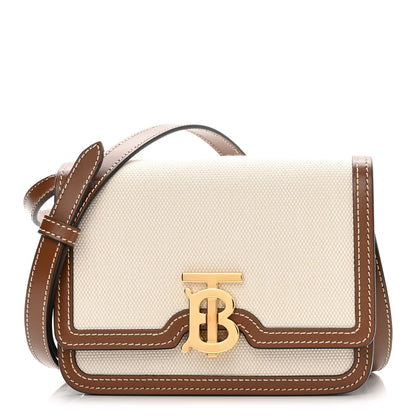 Burberry Canvas Calfskin Mini TB Bag Natural 1 of 9