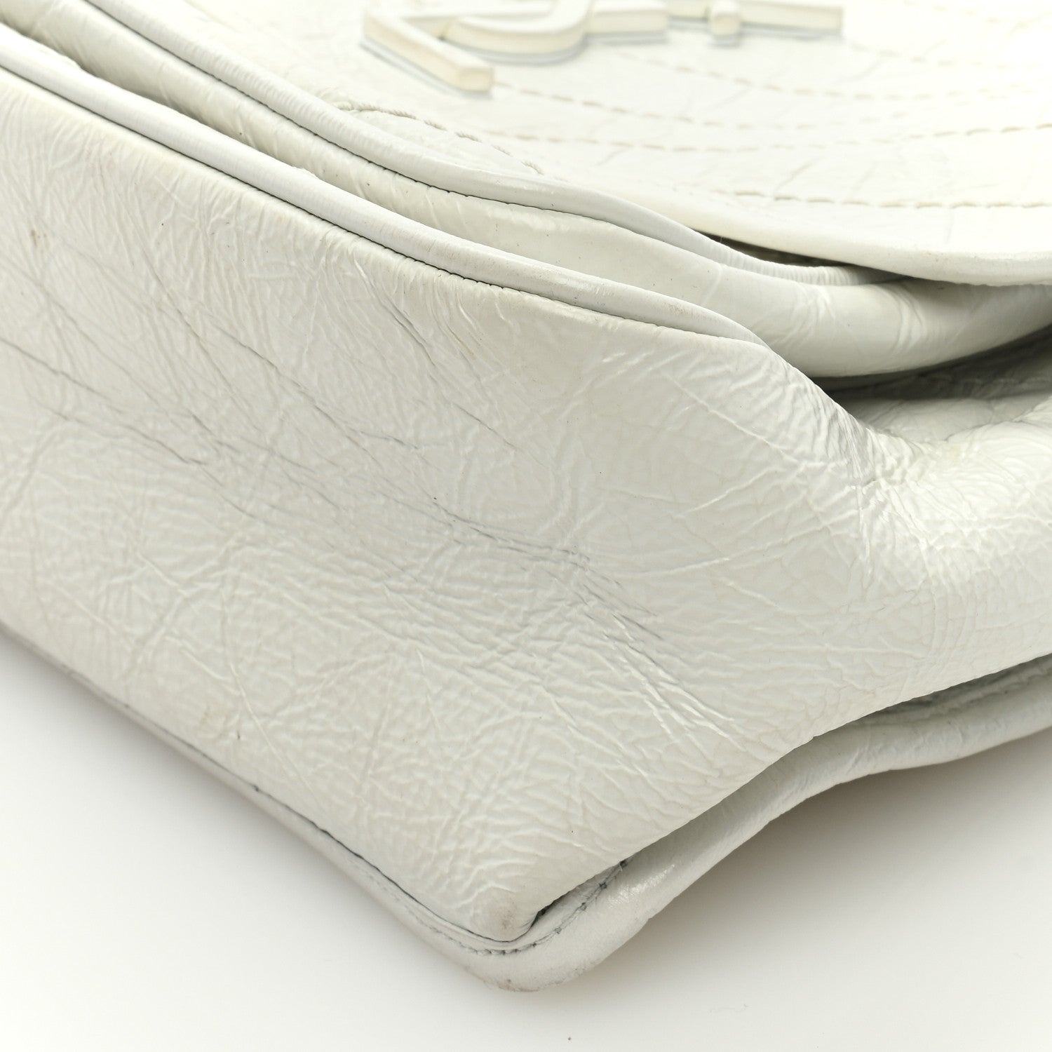 Saint Laurent Crinkled Calfskin Matelasse Monogram Medium Niki Chain Satchel Dirty White 8 of 8