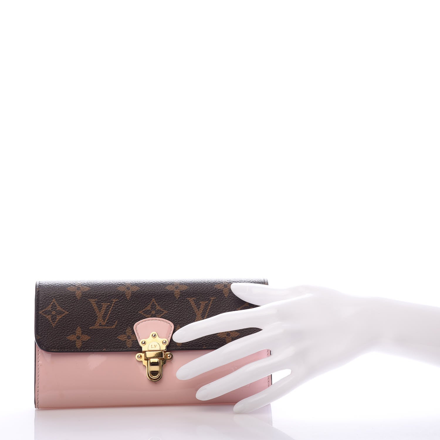 Louis Vuitton Patent Calfskin Monogram Cherrywood Wallet Rose Ballerine 2 of 9