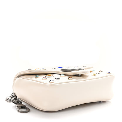 Gucci Calfskin Crystal Matelasse Aria Super Mini GG Marmont Shoulder Bag Mystic White Multicolor 4 of 11