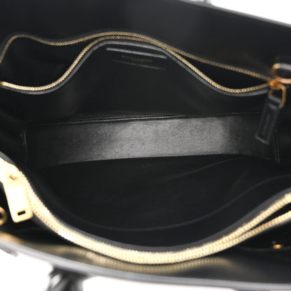 Saint Laurent Calfskin Bi-Color Small Sac De Jour Burgundy Black 6 of 15