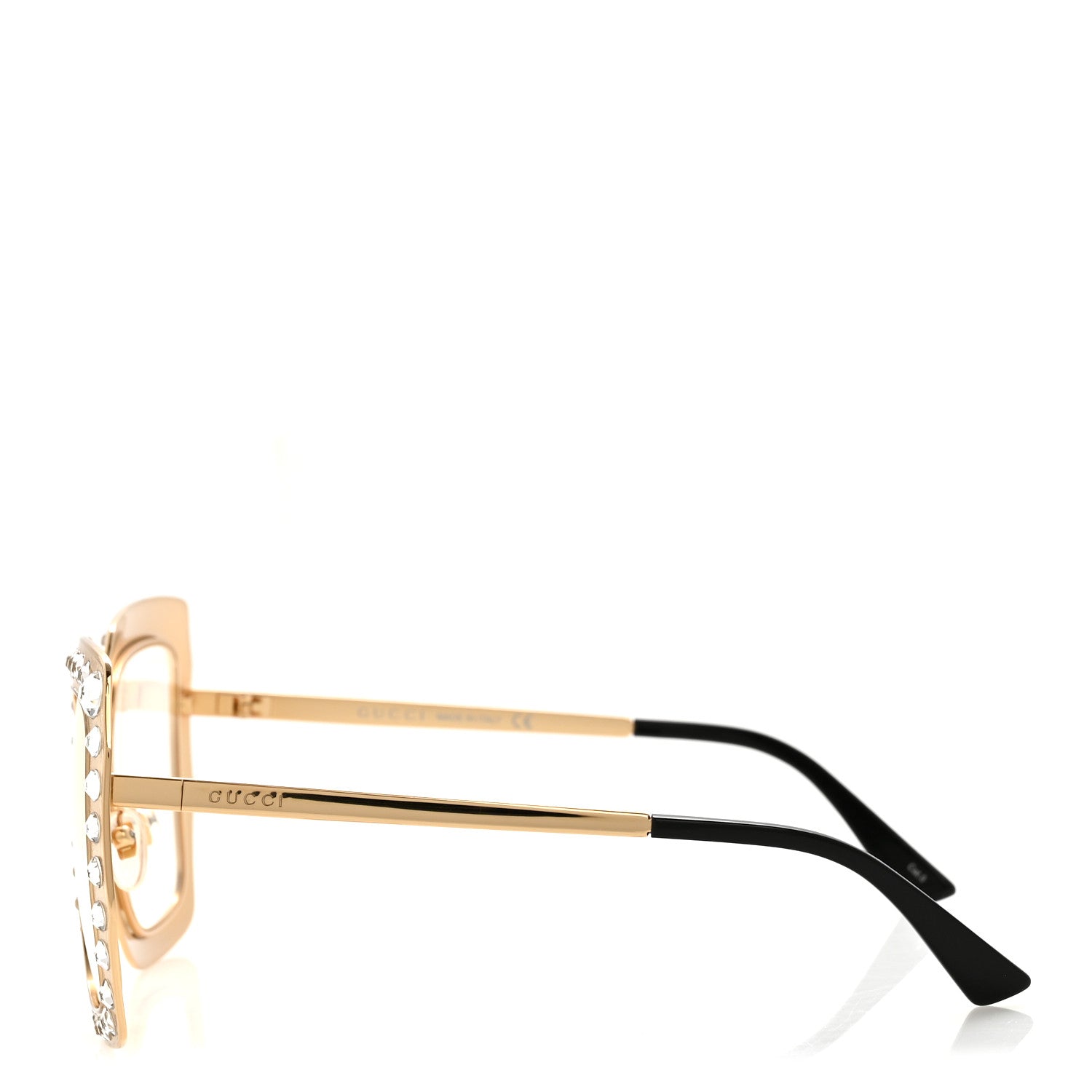 Gucci Metal Acetate Crystal Oversize GG0115S Eyeglasses Gold 3 of 10