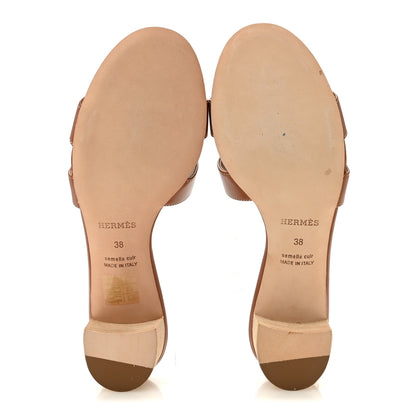 Hermes Calfskin Oasis Sandals 38 Gold 6 of 10