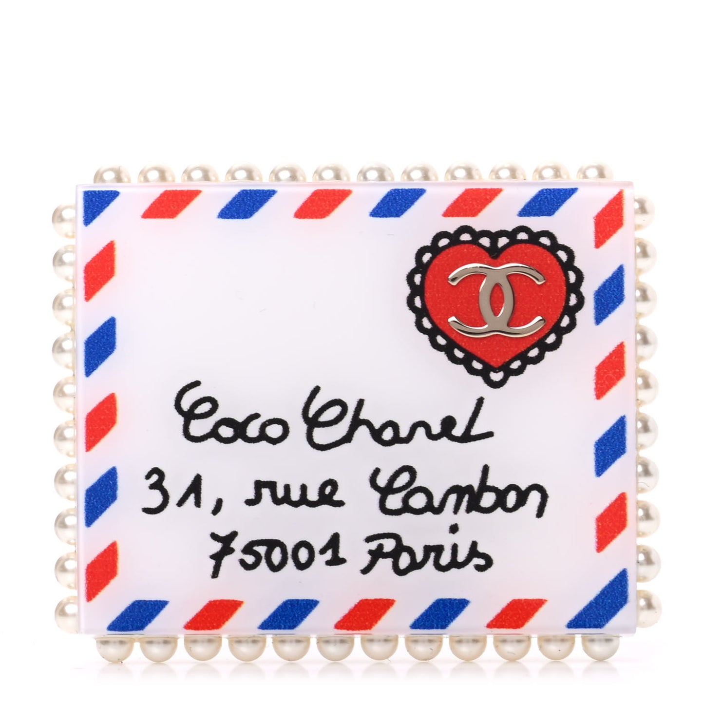 Resin Pearl Letter Brooch Black White Blue Red