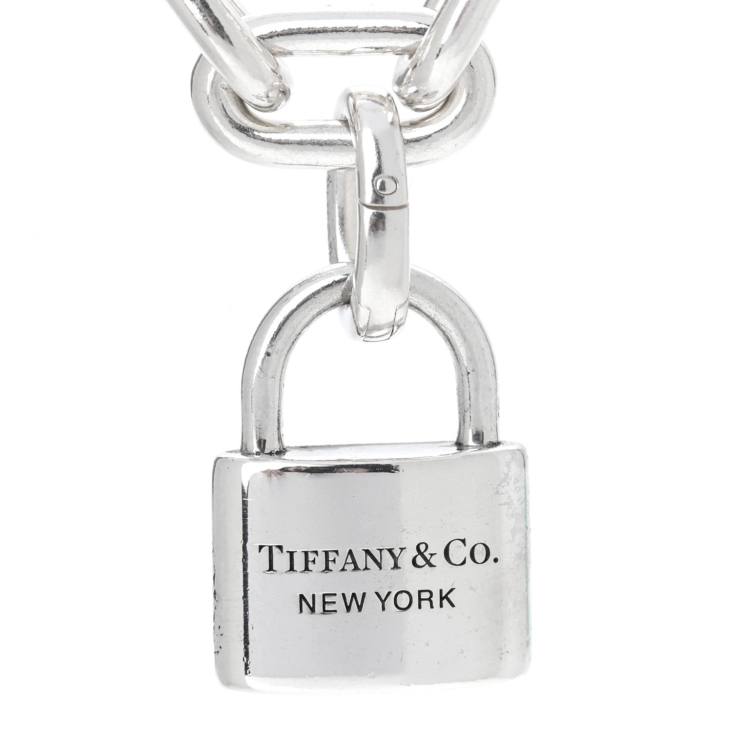 Tiffany Sterling Silver Pearl HardWear Lock Necklace 961486