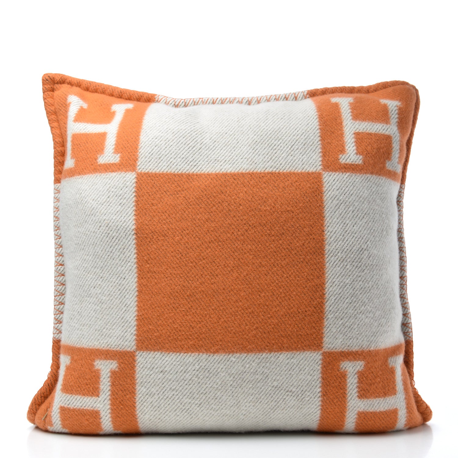 Hermes Wool Cashmere Avalon Pillow PM Ecru Potiron 2 of 3