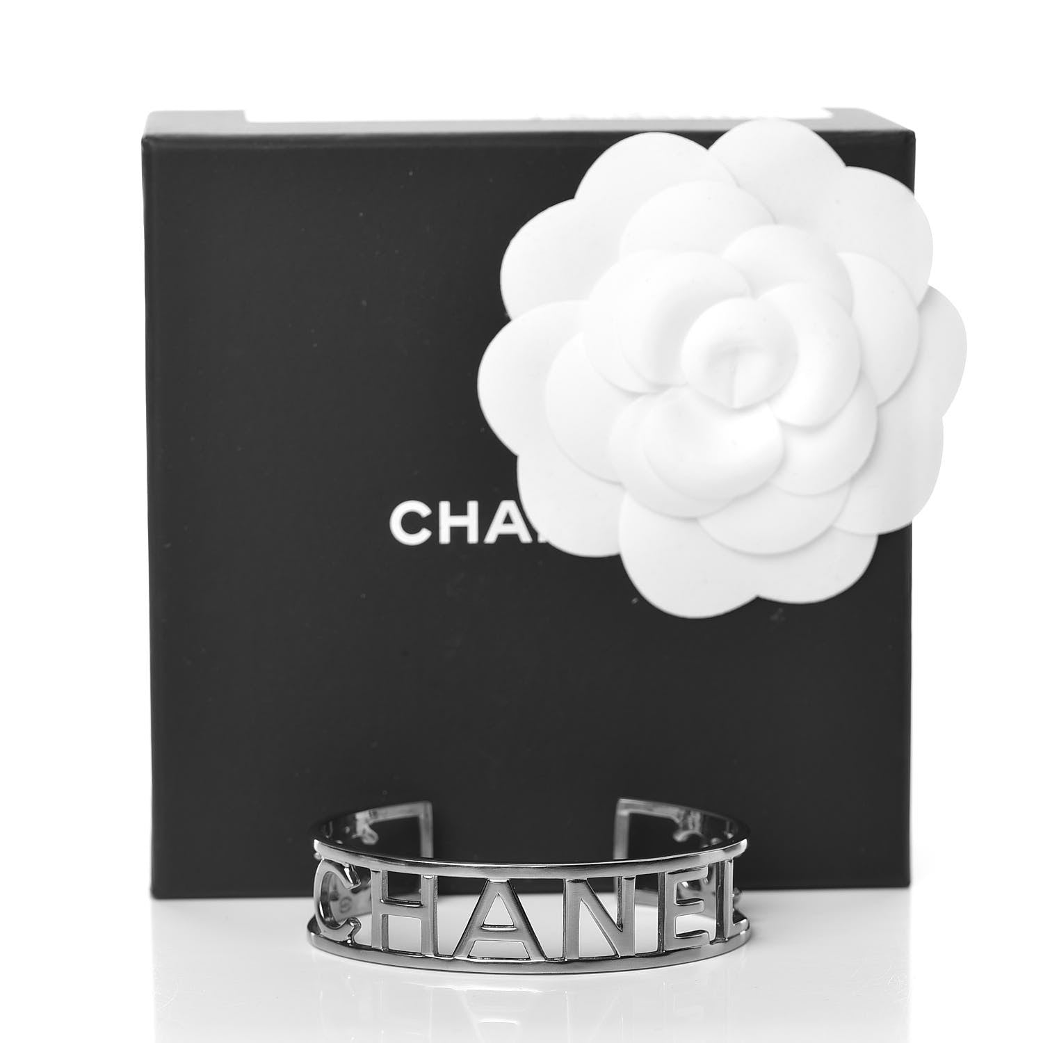 Chanel Metal Logo Cuff Silver 5 of 5
