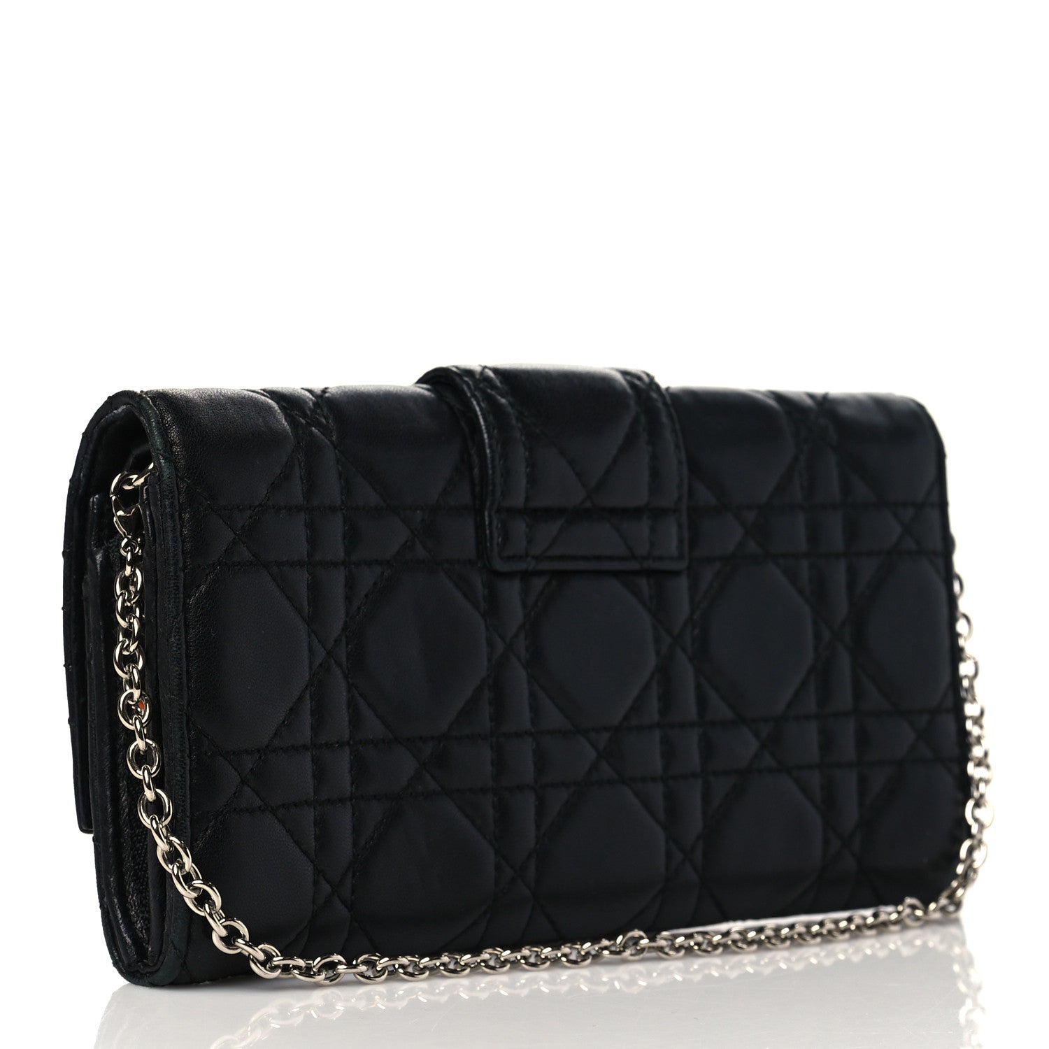 Christian Dior Lambskin Cannage Miss Dior Chain Wallet Black 3 of 14