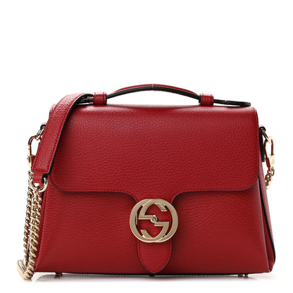 Gucci Dollar Calfskin Interlocking G Top Handle Shoulder Bag Red 1 of 21
