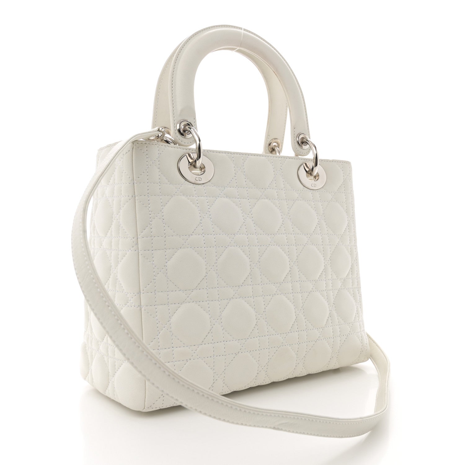 Christian Dior Lambskin Cannage Medium Lady Dior White 3 of 12
