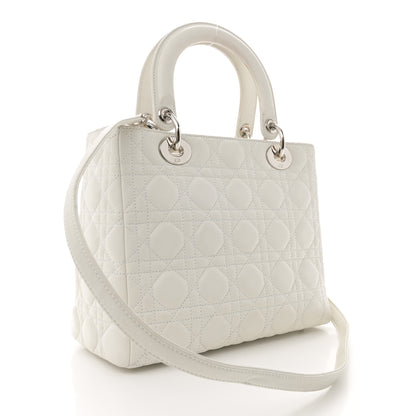 Christian Dior Lambskin Cannage Medium Lady Dior White 3 of 12