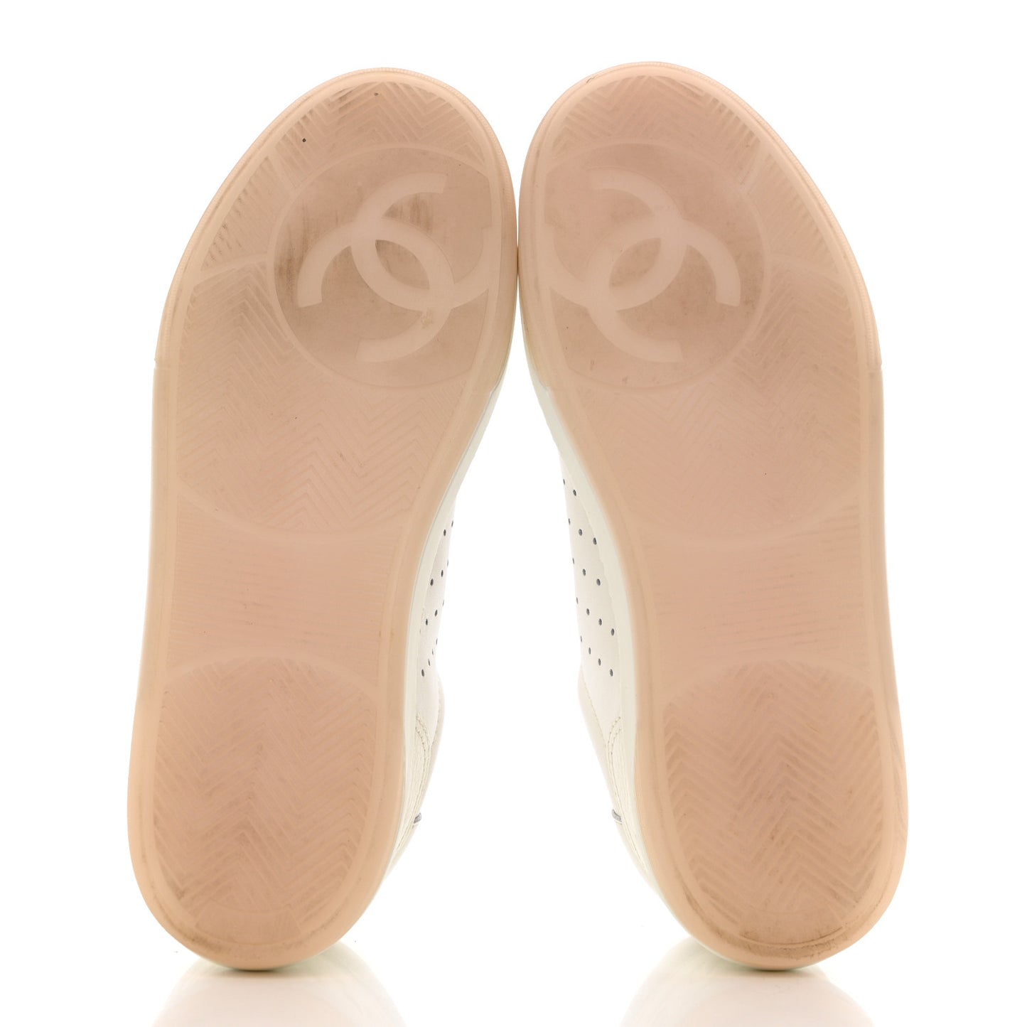 Grained Calfskin Fabric Womens Logo Sneakers 40 White Light Pink