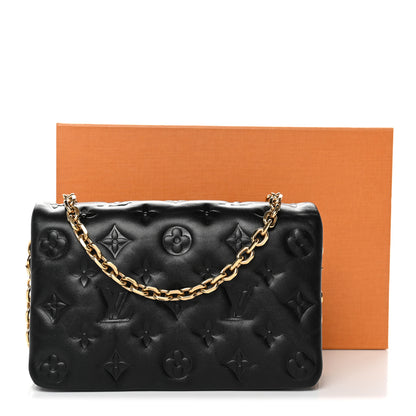 Louis Vuitton Lambskin Embossed Monogram Pochette Coussin Black 10 of 10