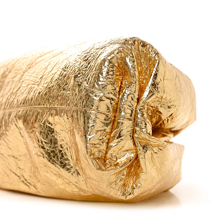 Bottega Veneta Metallic Crinkled Lambskin The Pouch Oversized Clutch Oro 11 of 11