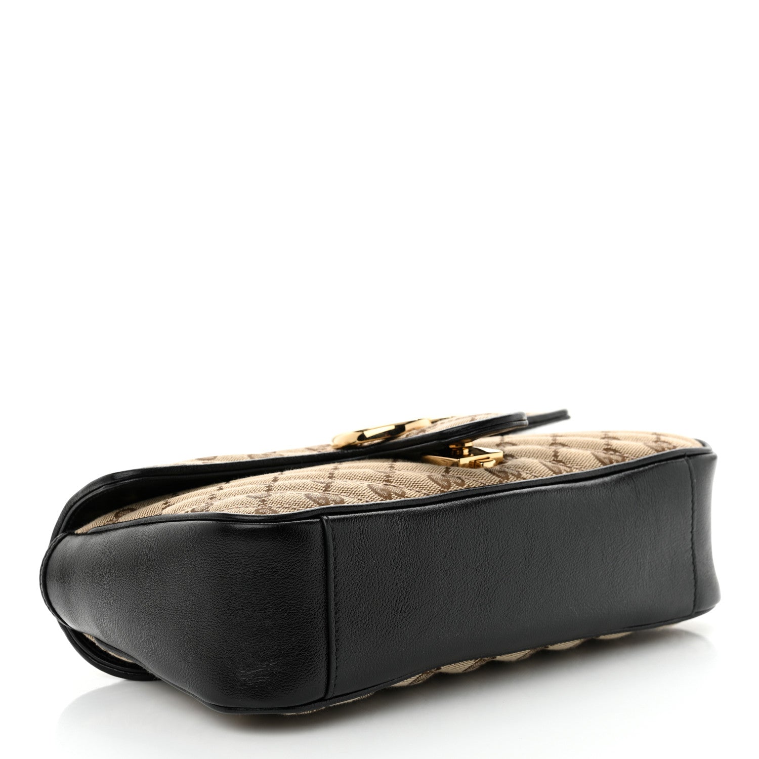 Gucci Monogram Matelasse Diagonal Small GG Marmont Shoulder Bag Beige Black 4 of 10