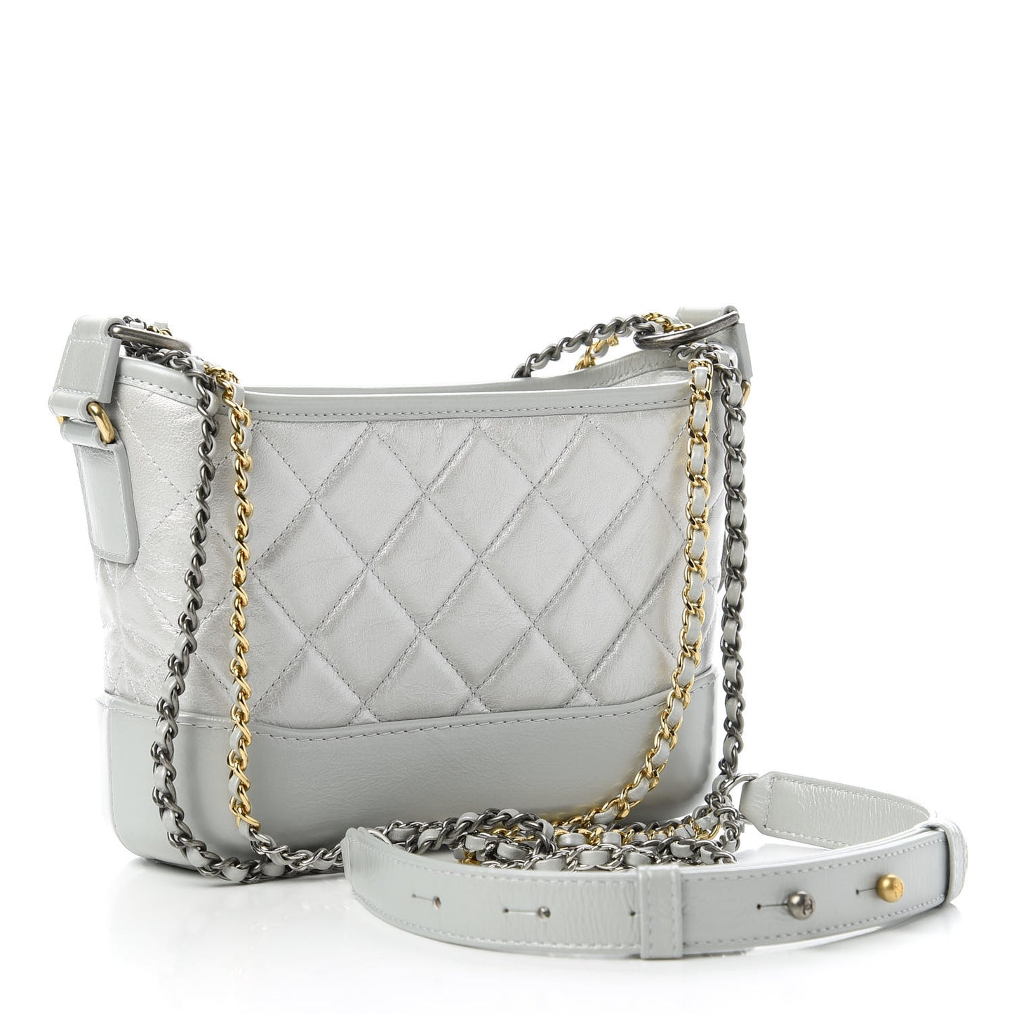 Aged Calfskin Quilted Small Gabrielle Hobo Grey