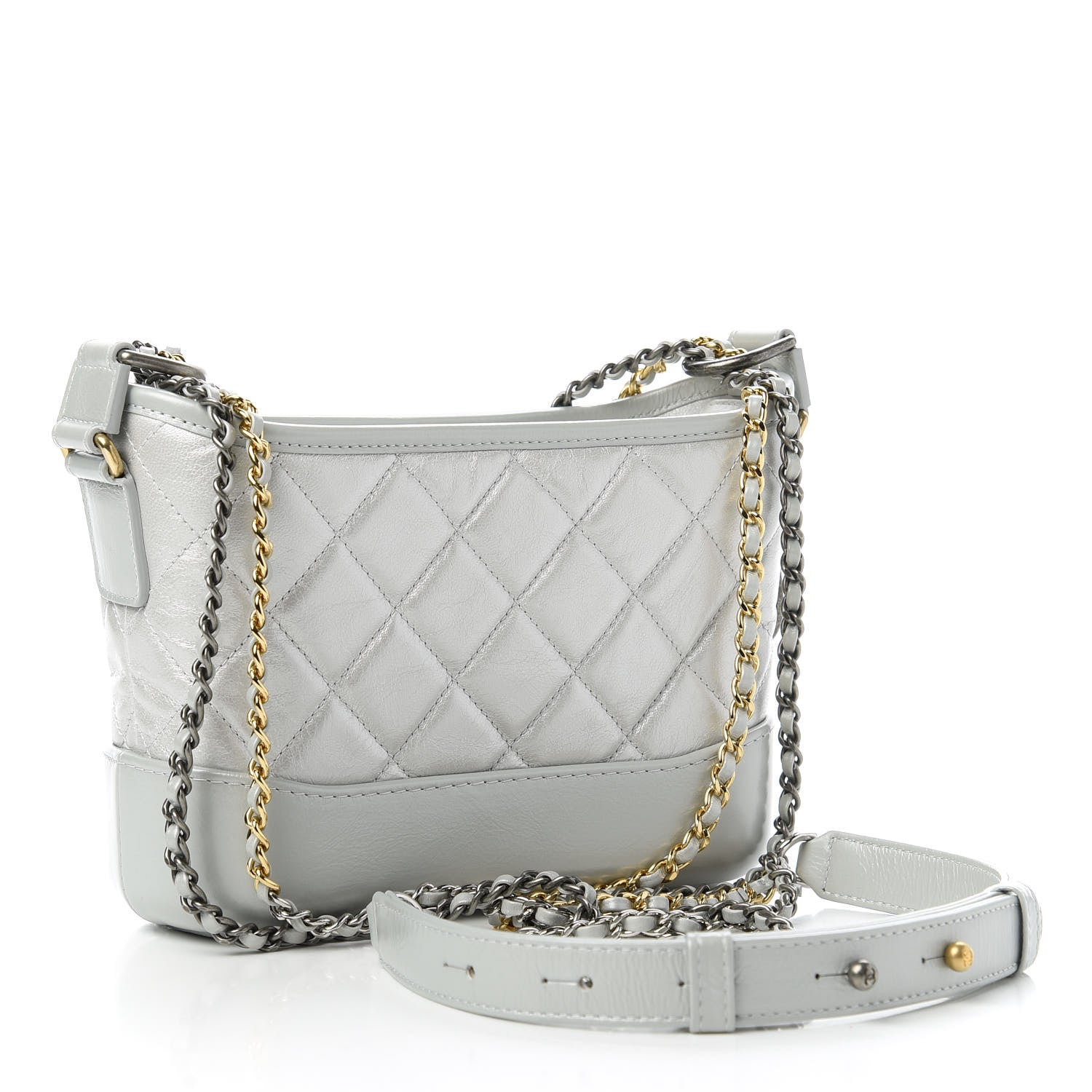 Chanel Aged Calfskin Quilted Small Gabrielle Hobo Grey 3 of 11