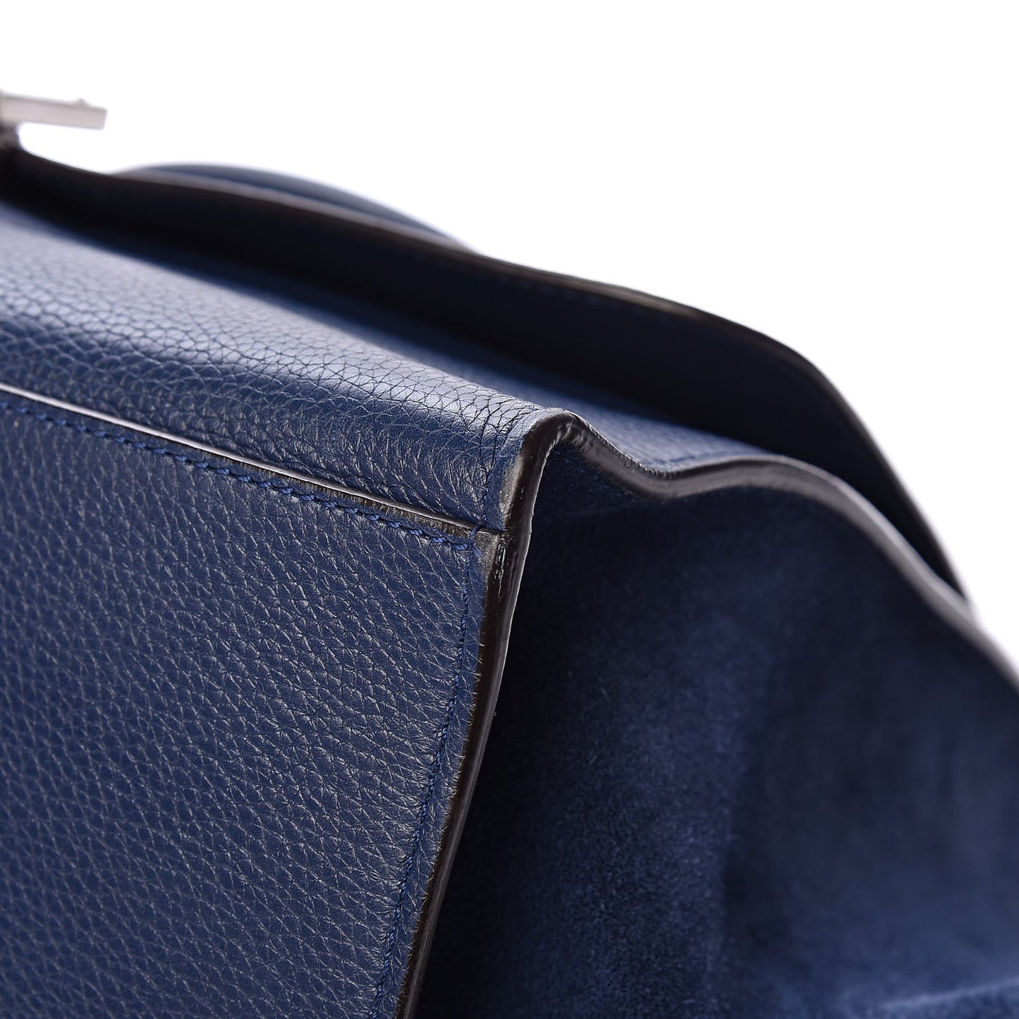 Drummed Calfskin Suede Medium Trapeze Navy