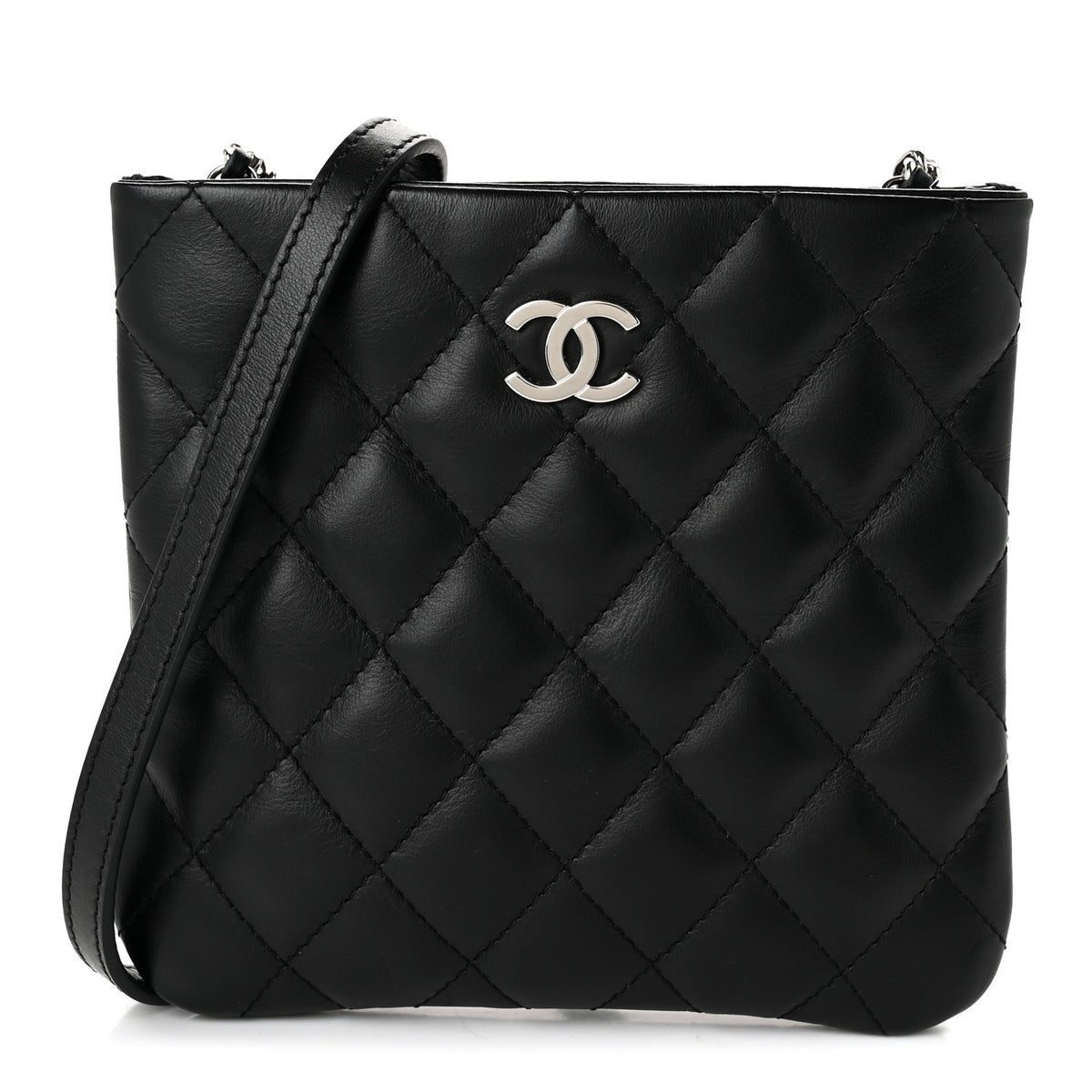 Lambskin Quilted Uniform Crossbody Bag Black