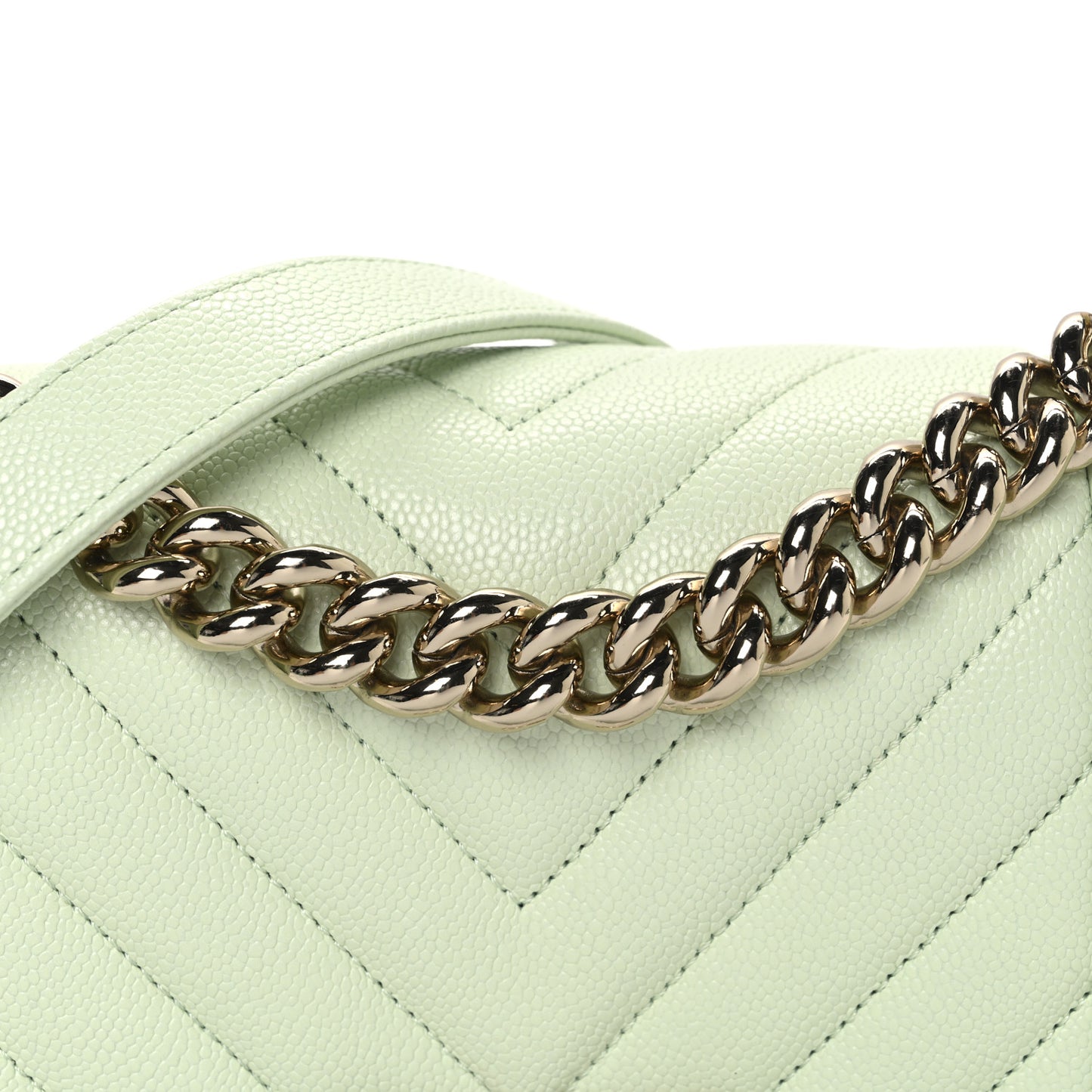 Caviar Chevron Quilted Small Boy Flap Light Green