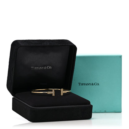 Tiffany 18K Yellow Gold Diamond T Wire Bracelet 4 of 4