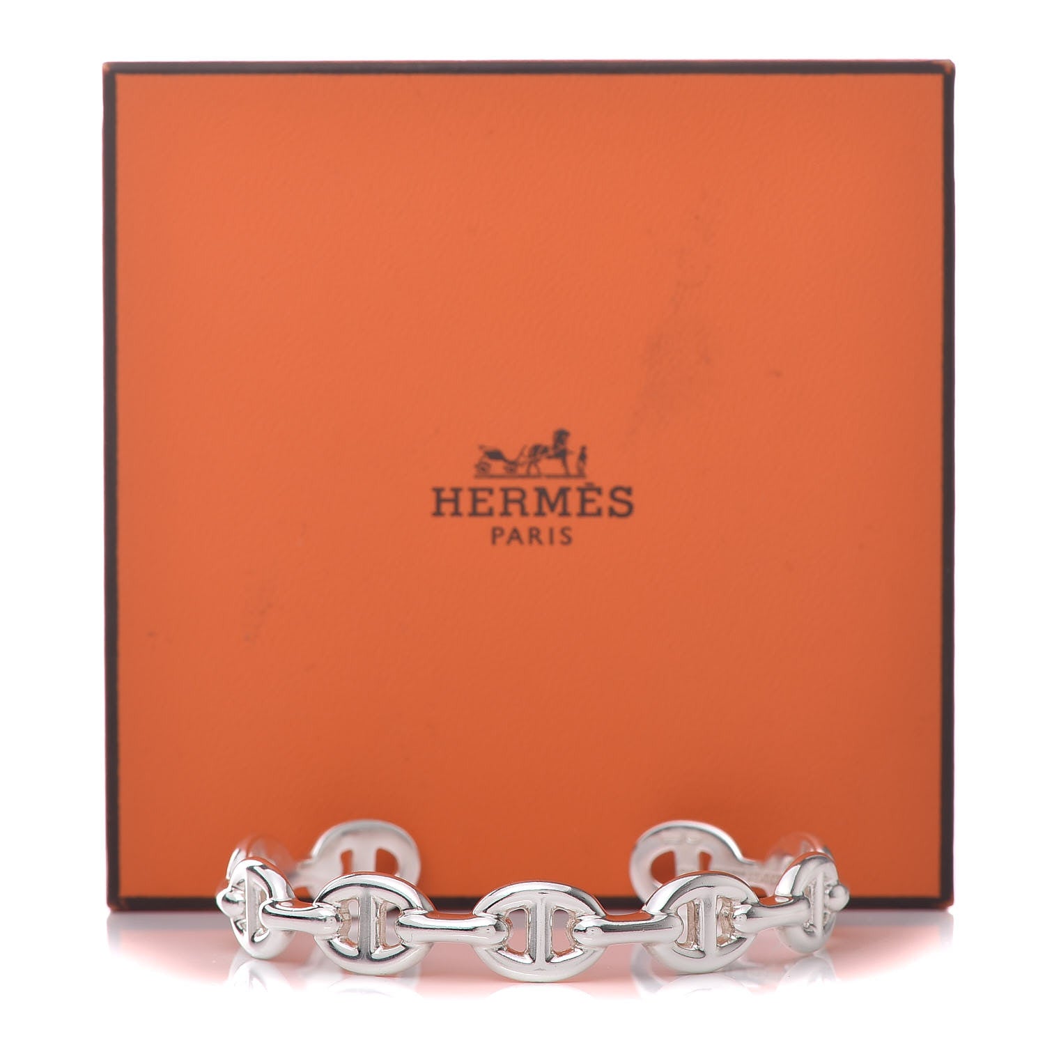 Hermes Sterling Silver MM Chaine d'Ancre Enchainee Cuff Bracelet LG 11 of 11