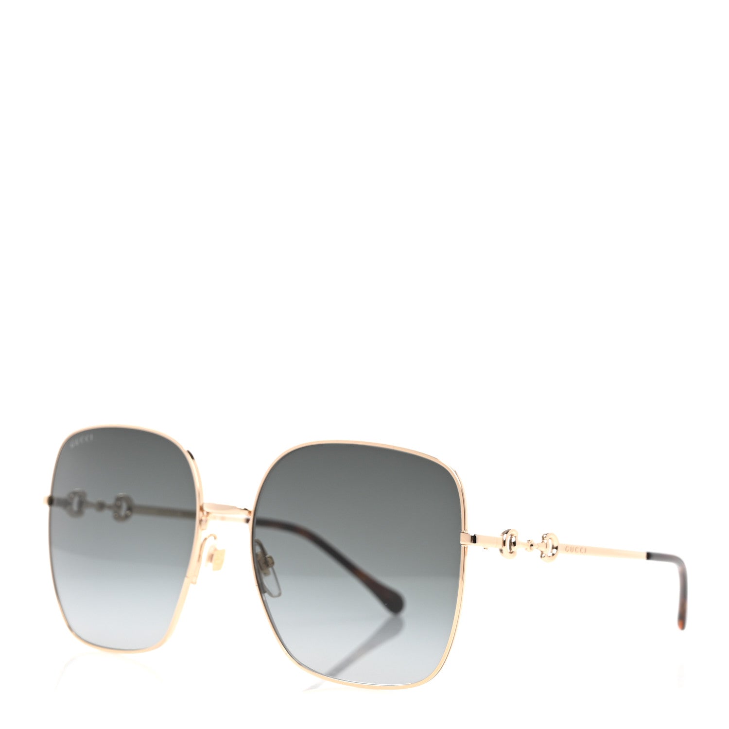 Gucci Metal Horsebit Square Frame Sunglasses GG0879S Gold 1 of 7