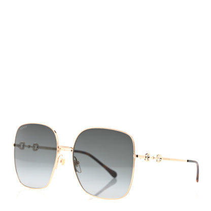 Gucci Metal Horsebit Square Frame Sunglasses GG0879S Gold 1 of 7