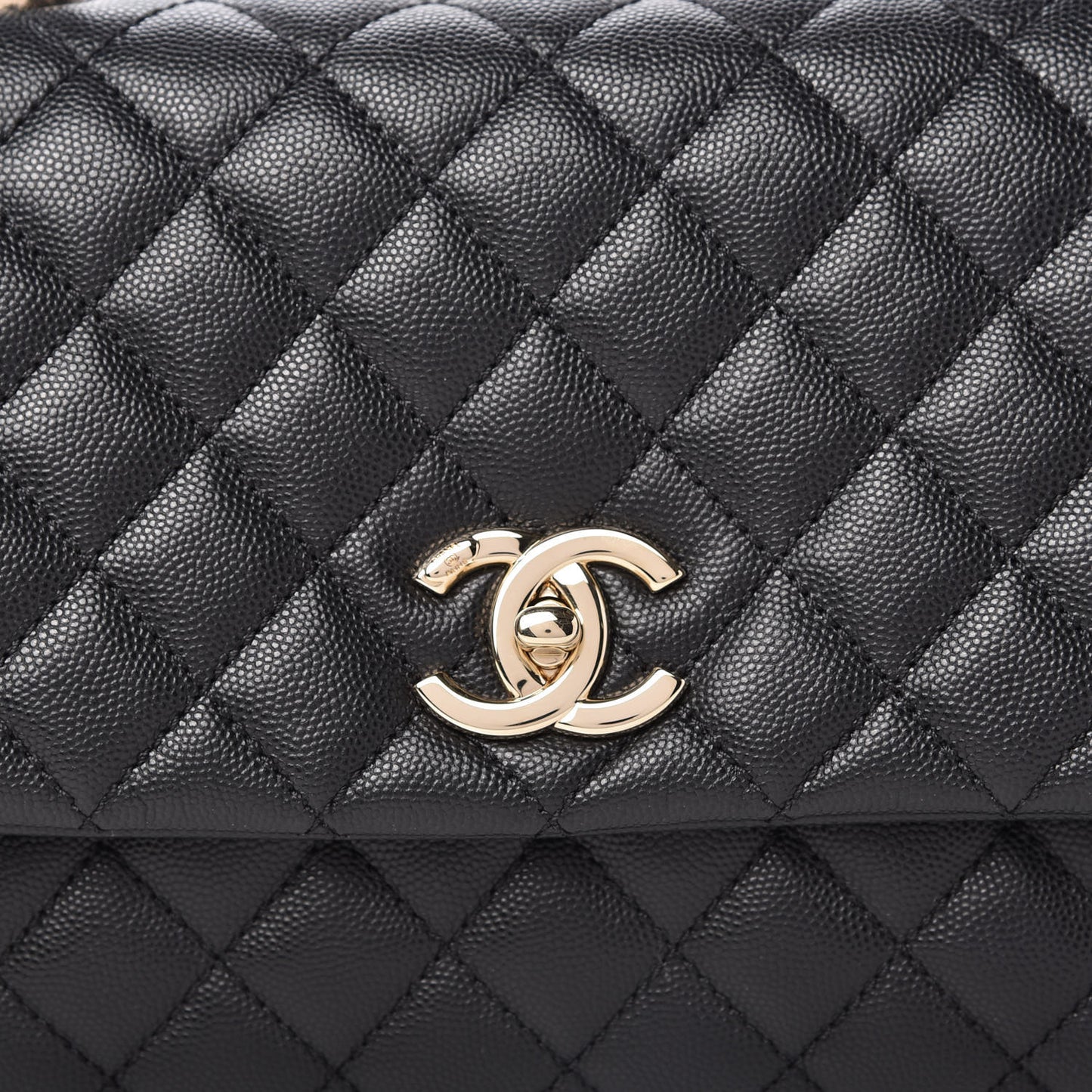 Caviar Quilted Small Coco Handle Flap Black